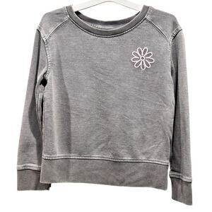 Cat & Jack Washed Gray Embroidered Flower Sweatshirt | NWT